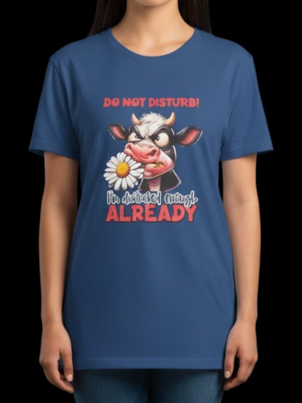NEW! Navy Blue Custom Made Cool Stretch Quick Dry Sarcastic Cow T-Shirt XX-LARGE